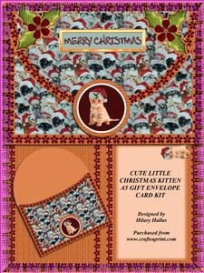 Cute Little Christmas Kitten A5 Gift Envelope Card Kit