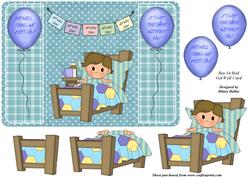 Boy in Bed Get Well Card