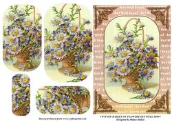 Vintage Basket of Flowers Get Well Soon