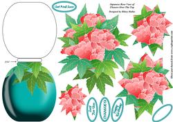 Japanese Rose Vase of Flowers Over the Top