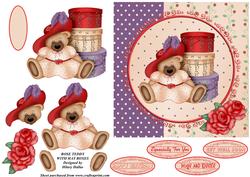 Rose Teddy with Hat Boxes