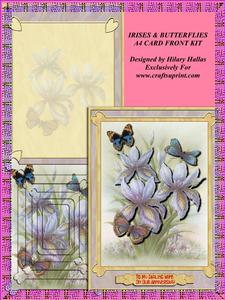 Irises & Butterflies A4 Card Front Kit
