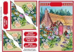 Thatched Cottage with Flower Garden
