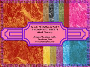12 x A4 Marble Effect Background Sheets (dark Colours)