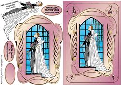 Pink Art Deco Framed Wedding Couple