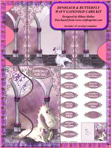 Dinosaur & Butterfly Wavy Gatefold Card Kit