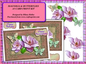 Magnolia & Butterflies A5 Card Front Kit