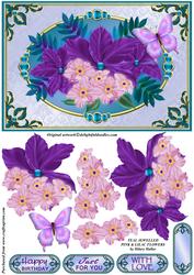 Teal Jewelled Pink & Lilac Flowers
