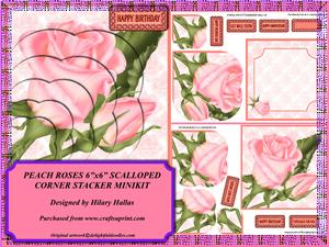 Peach Roses Scalloped Corner Stacker Minikit