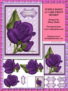 Purple Roses A5 Card Front Minikit