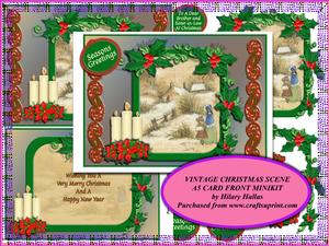 Vintage Christmas Scene A5 Card Front Minikit