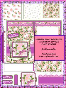 Mothers Day Dogroses Ribbon Topper Minikit