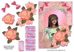Pretty Girl with Ribbons & Roses