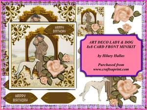 Art Deco Lady & Dog 8x8 Card Front Minikit