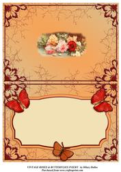 Mixed Vintage Roses & Butterflies Insert