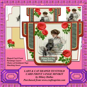Lady & Cat Shaped Tentfold A5 Card Front Minikit