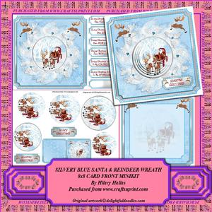 Silvery Blue Santa & Reindeers Wreath