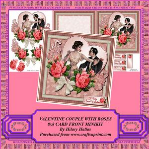 Valentine Couple with Roses 8x8 Card Front Minikit