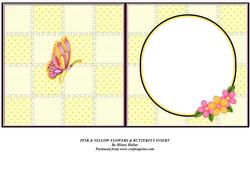 Pink & Yellow Flowers & Butterfly Insert