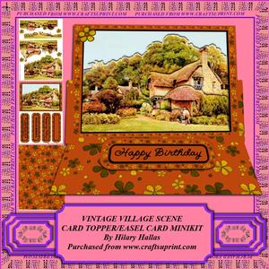 Vintage Village Scene Card Topper/easel Card Minikit