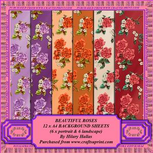 Beautiful Roses 12 x A4 Background Sheets