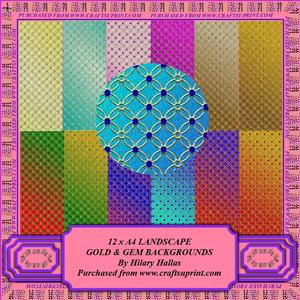 12 x A4 Landscape Gold & Gem Backgrounds