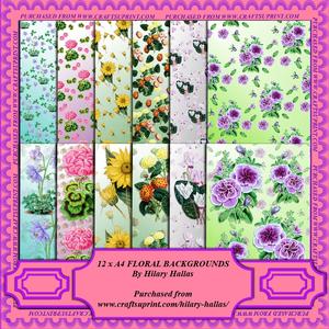 12 x A4 Floral Backgrounds