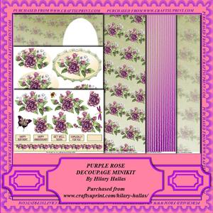 Purple Rose Decoupage Minikit