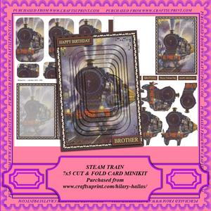 Steam Train 5x7 Cut & Fold Card Minikit