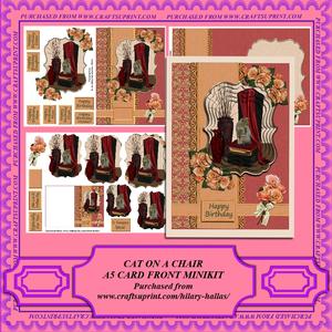 Cat on a Chair A5 Card Front Minikit