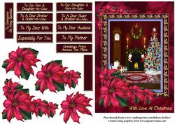 Christmas Fireside Scene with Poinsettia