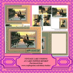 Vintage Lake Fishing A5 Card Topper Minikit