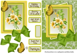 Yellow Flowers, Butterfly & Lace