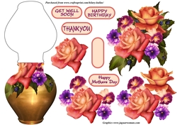 Vase of Roses & Pansies Over The Top