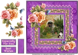 Country Cottage With Dog & Roses