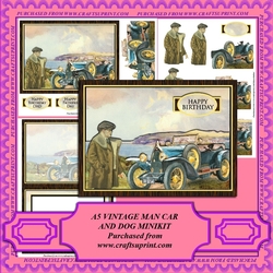 A5 Vintage Man Car & Dog Minikit