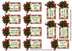 Holly and Ribbon Christmas Sentiment Tags