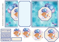Baby Boy Teddie With Balloons