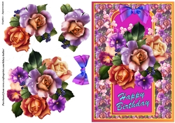 Purple & Apricot Roses Birthday