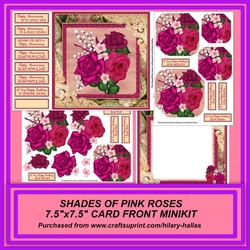Shades of Pink Roses 7.5x7.5 Card Front Minikit