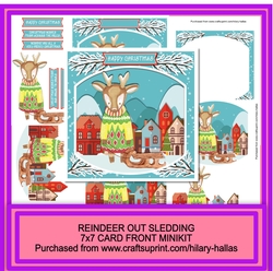Reindeer Out Sledding 7x7 Card Front Minikit