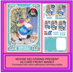 Moose Delivering Present A5 Card Front Minikit