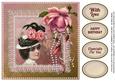 Vintage Lady in Hat with Lace Ribbon & Pearls