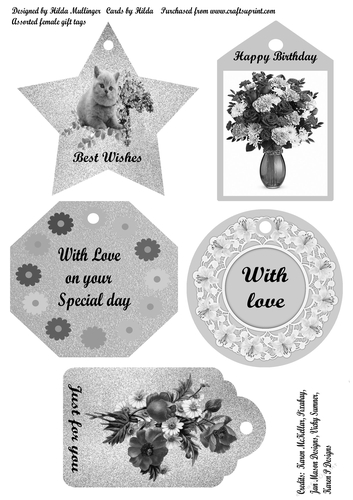 Black & white birthday tags