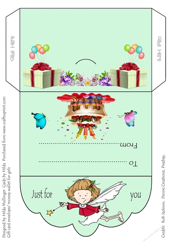 Gift card envelope for a girl