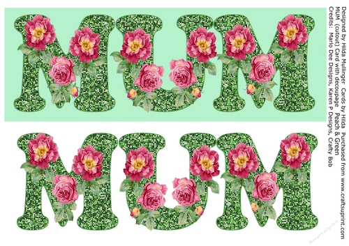 MUM (cutout) Peach and Green