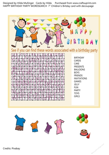 HAPPY BIRTHDAY PARTY WORDSEARCH