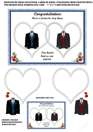 TWO HEARTS MALE WEDDING CARD