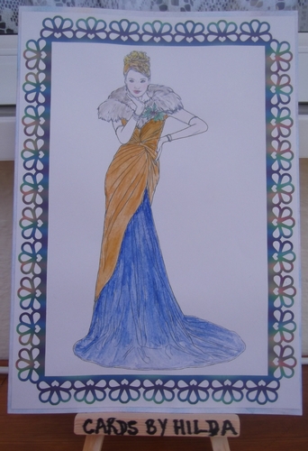 Painted lady in evening gown