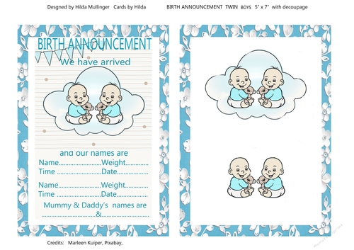 BIRTH ANNOUNCEMENT TWIN BOYS